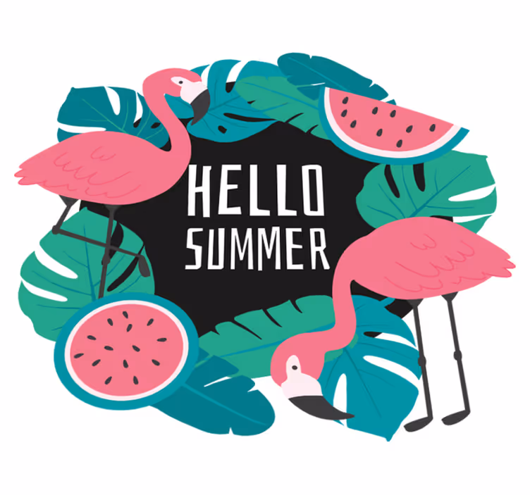 Vinyl teppich natur im tropischen flamingo design - TenStickers