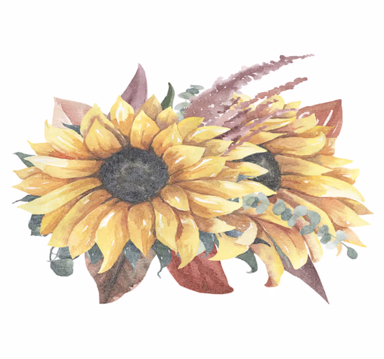 Vinyl teppich natur sonnenblumen blumenarrangement - TenStickers