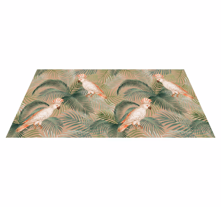 Vinyl teppich natur mit tropischen papageien und palmen - TenStickers