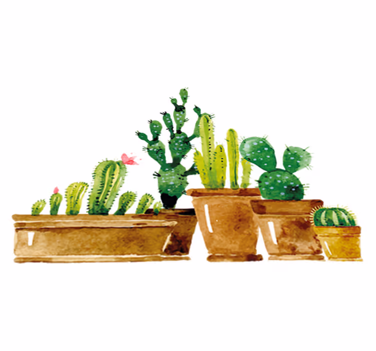 Vinyl teppich blumen selbstgemachter kaktusgarten - TenStickers