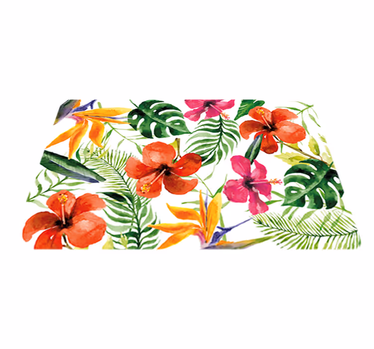 Vinyl teppich blumen mit tragbaren monstera aufklebern - TenStickers