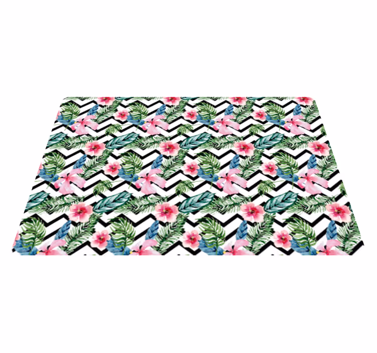 Vinyl teppich blumen mit zickzack tropenmuster - TenStickers