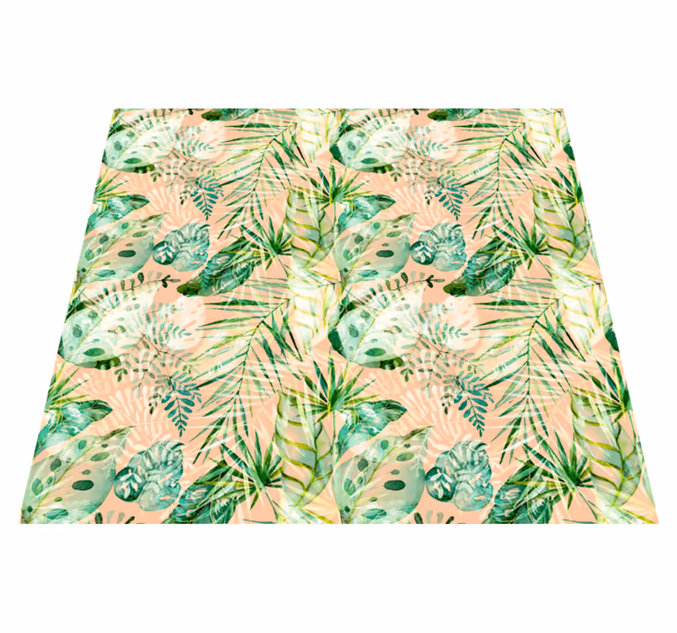 Vinyl teppich blumen im pinken blattdesign - TenStickers
