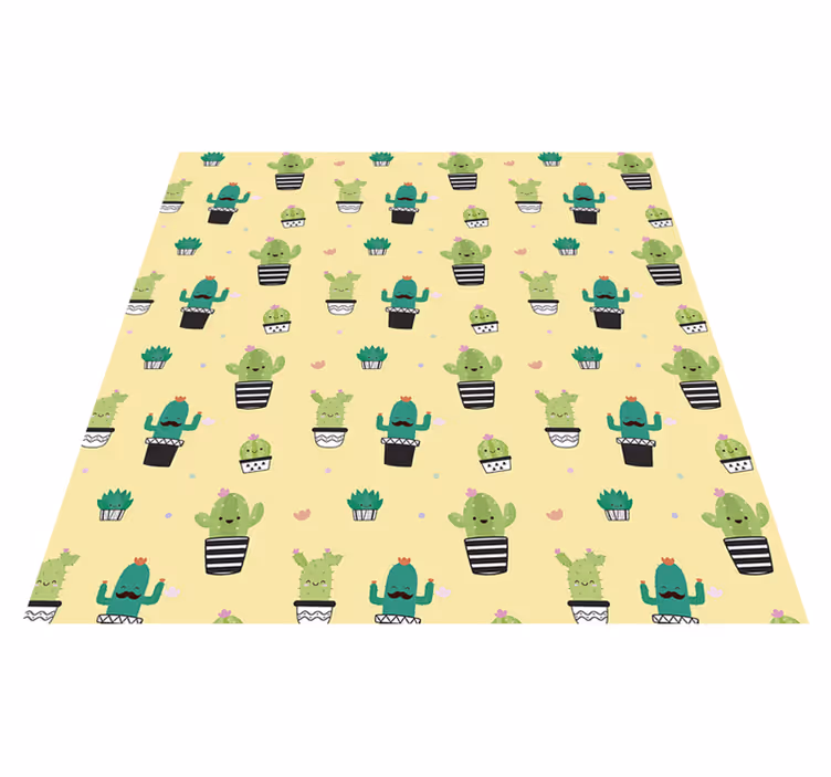 Vinyl teppich blumen mit kaktusmotiv - TenStickers