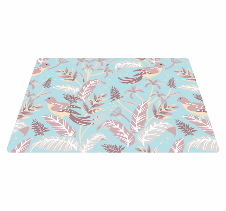 Vinyl teppich blumen in blau und rosa muster - TenStickers