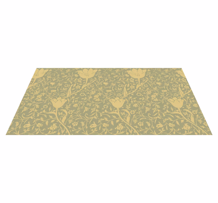 Vinyl teppich blumen in dezentem gold und grün - TenStickers