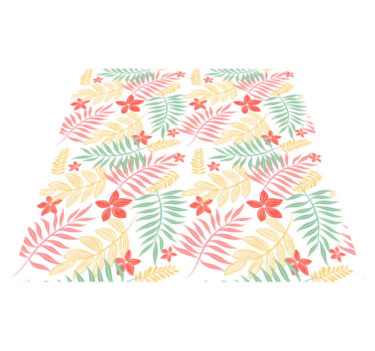 Vinyl teppich blumen im neonblätterdesign - TenStickers