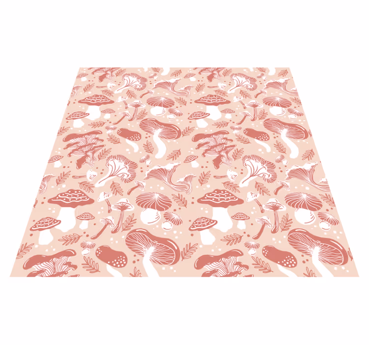 Vinyl teppich blumen mit waldpilzen auf beige - TenStickers
