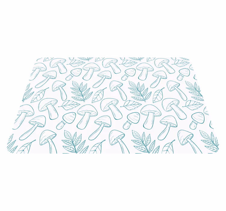 Vinyl teppich blumen mit weißen und hellblauen pilzen - TenStickers