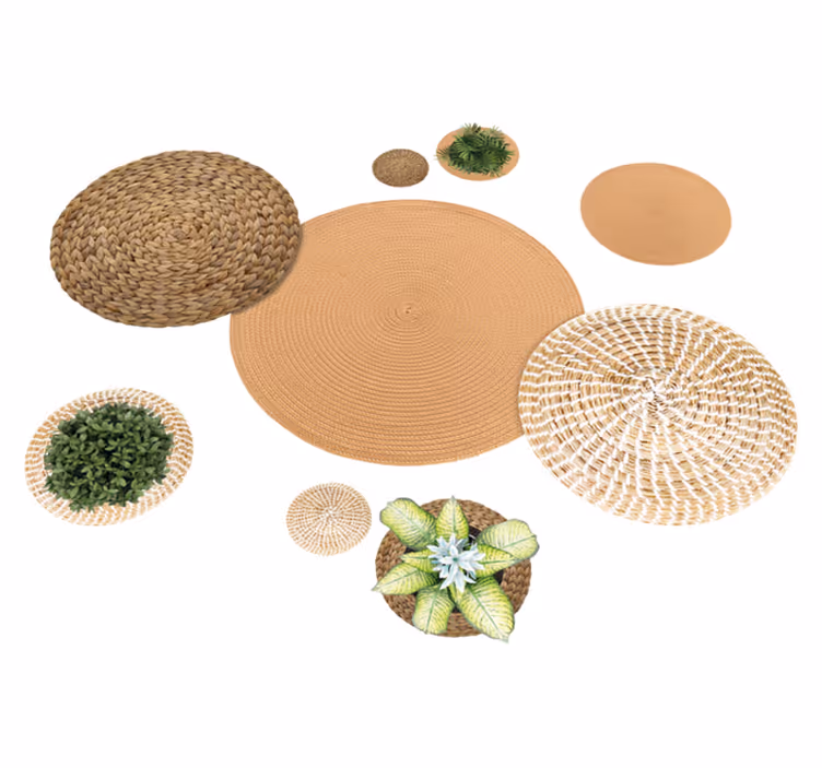 Vinyl teppich blumen garten und korb - TenStickers