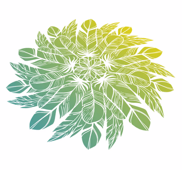 Vinyl teppich blumen mit blattmuster rund - TenStickers