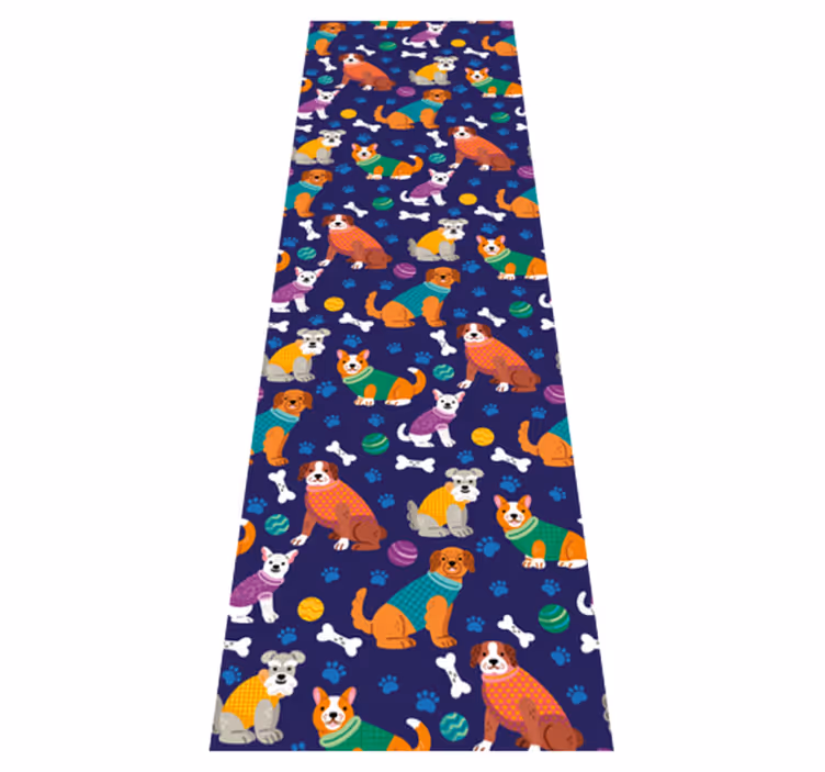 Vinyl teppich schlafzimmer mit buntem hunde-muster - TenStickers