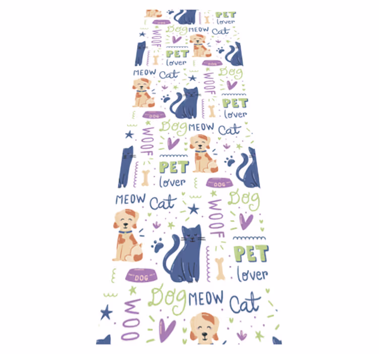 Vinyl teppich schlafzimmer bunte doodle mit hunden - TenStickers