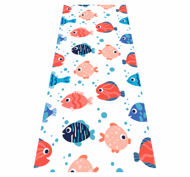 Vinyl teppich schlafzimmer mit pinken und blauen fischen - TenStickers