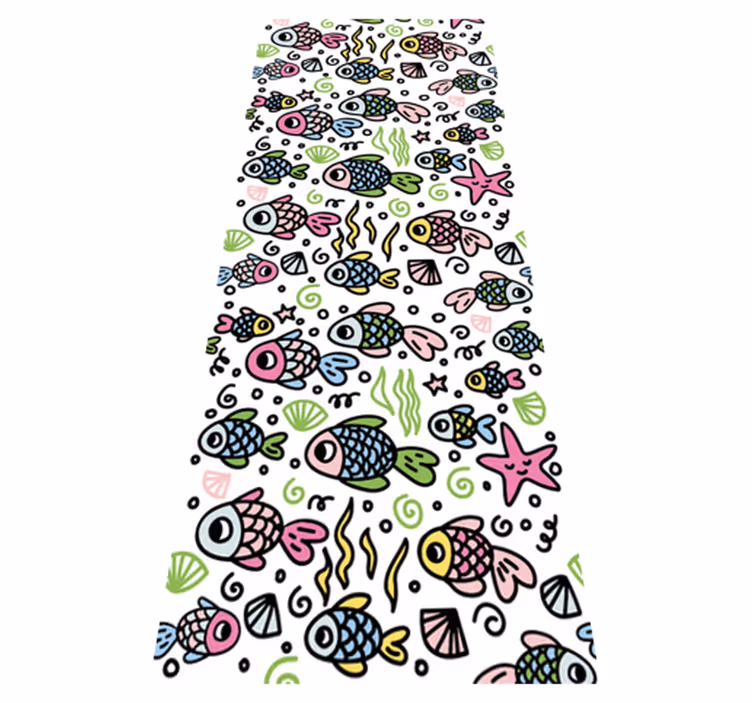 Vinyl teppich schlafzimmer mit buntem fischmuster - TenStickers