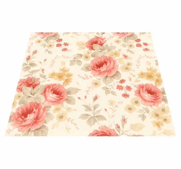 Vinyl teppich schlafzimmer mit romantischem blumendesign - TenStickers