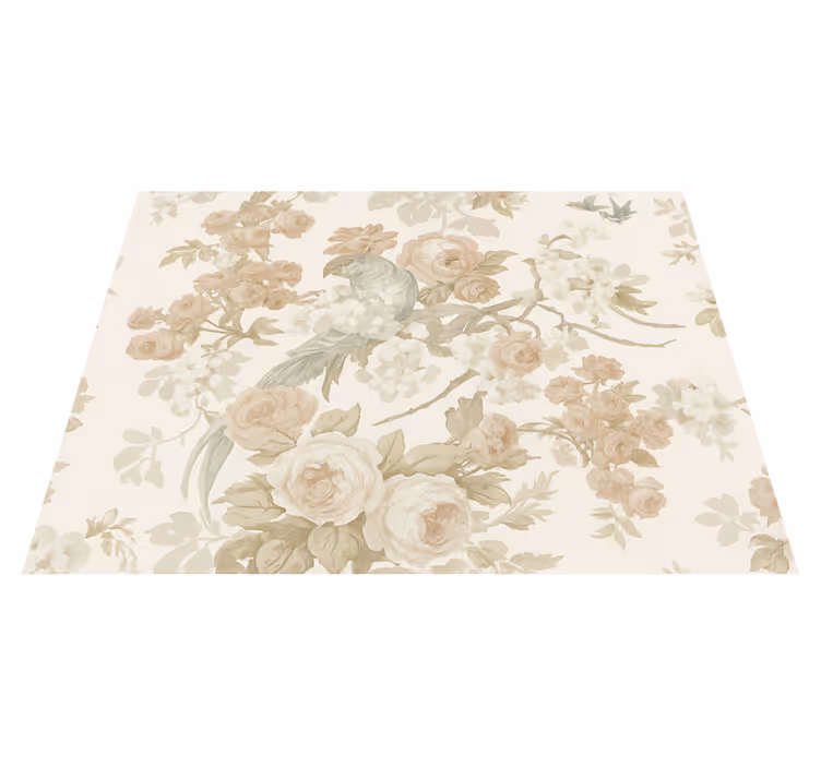 Vinyl teppich schlafzimmer im vintage floral design - TenStickers