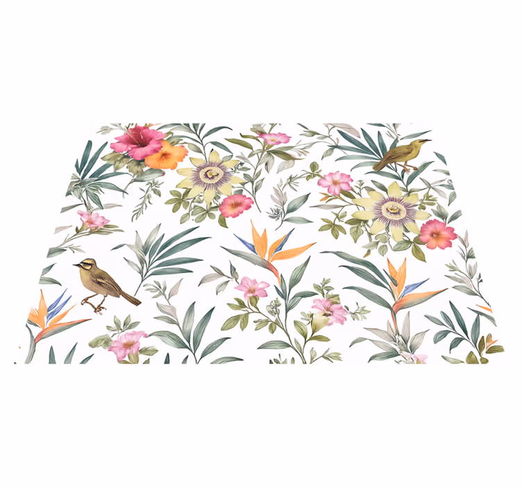 Vinyl teppich schlafzimmer blaues blumenmuster - TenStickers