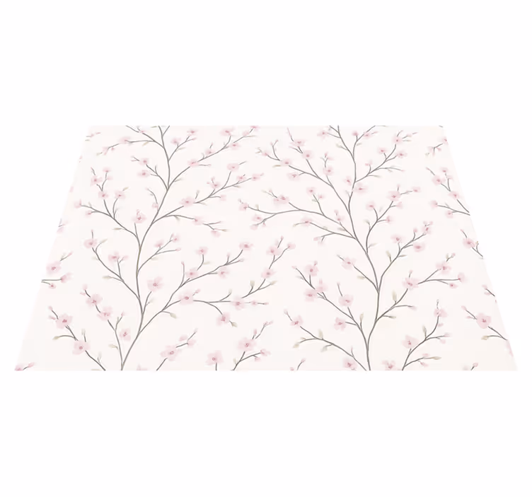 Vinyl teppich schlafzimmer grauer baum mit rosa blumen - TenStickers