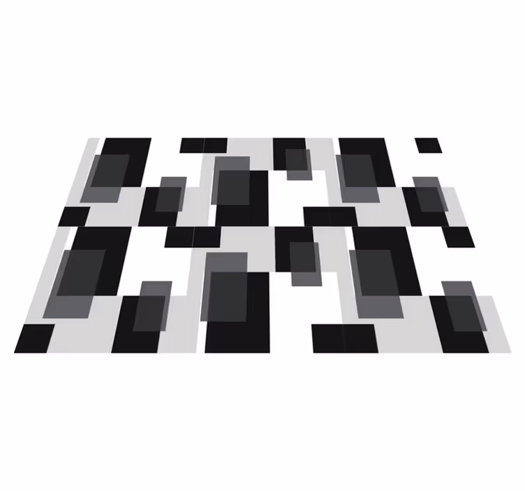 Vinyl teppich geometrisch in schwarz-weiß farbblöcken - TenStickers