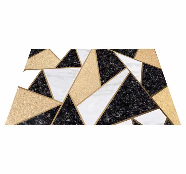 Vinyl teppich geometrisch in marmor schwarz und weiß - TenStickers