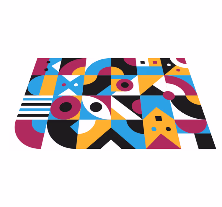 Vinyl teppich geometrisch in bunten formen - TenStickers