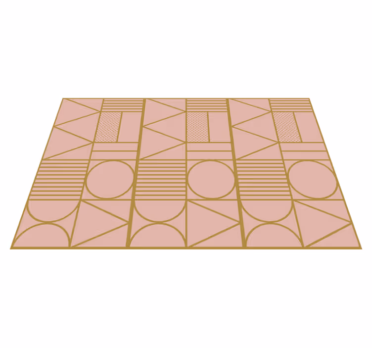 Vinyl teppich geometrisch in gold und rosa - TenStickers
