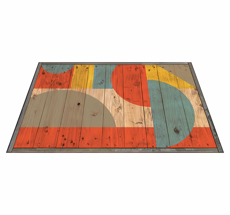 Vinyl teppich geometrisch in holzoptik - TenStickers