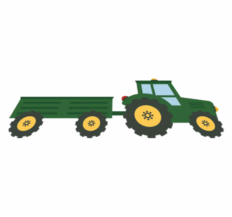Vinyl teppich kinder grüner traktor und wagen - TenStickers