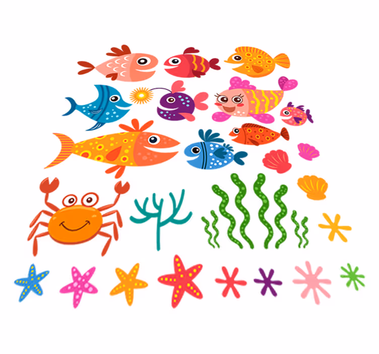 Vinyl teppich kinder mit bunten babyfischen - TenStickers