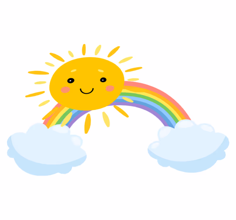 Vinyl teppich kinder himmel cartoon sonne und regenbogen - TenStickers