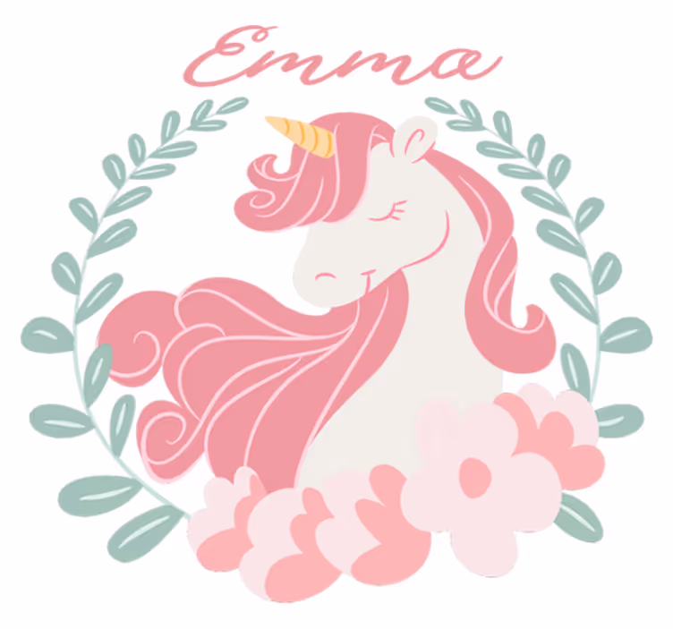 Vinyl teppich kinder prinzessin einhorn mit namen - TenStickers