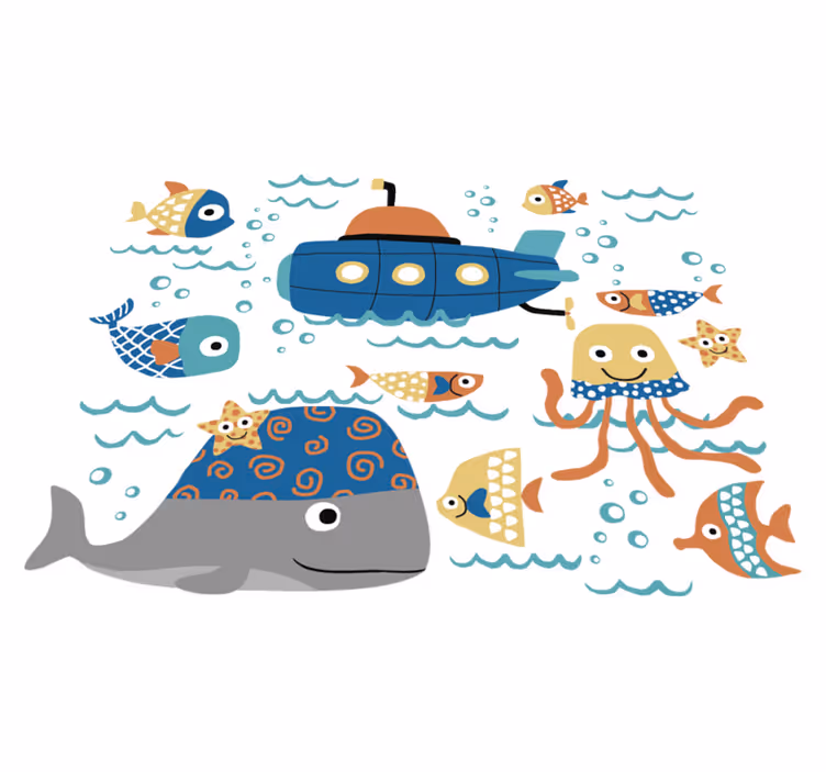 Vinyl teppich kinder mit maritimen motiven - TenStickers