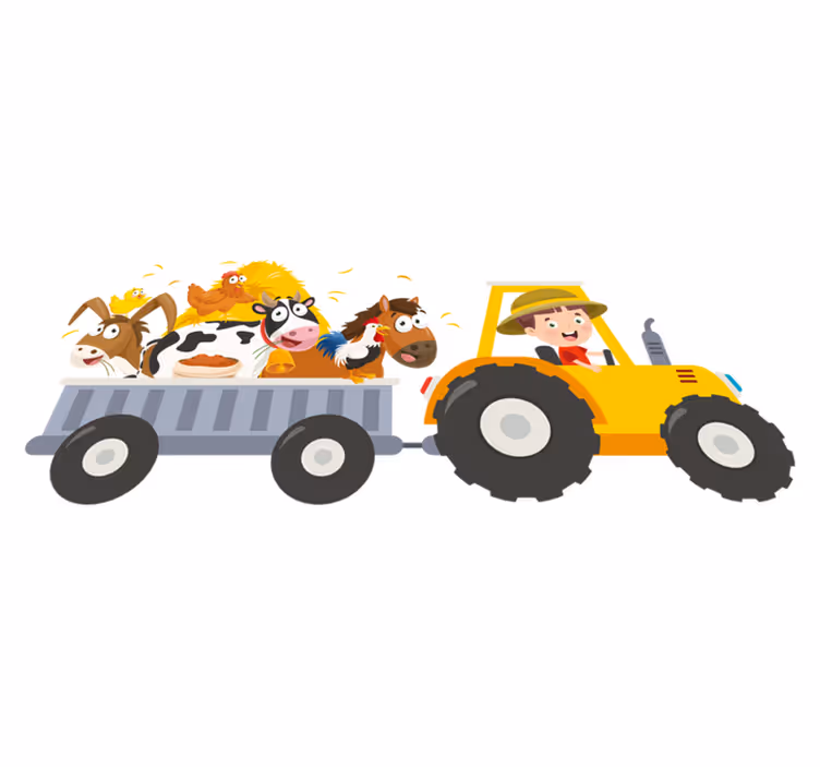 Vinyl teppich kinder kleiner bauer mit tieren - TenStickers