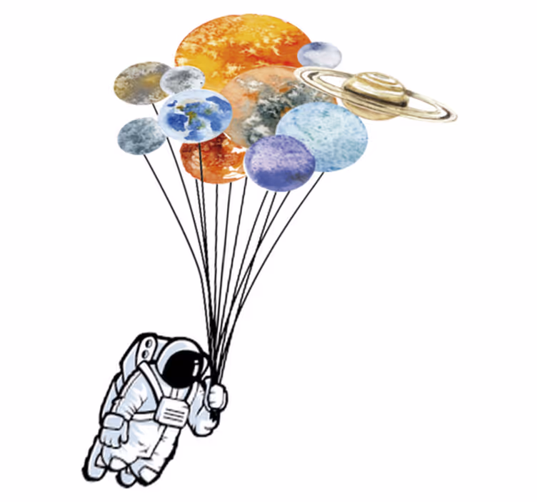 Vinyl teppich kinder astronaut mit bunten luftballons - TenStickers