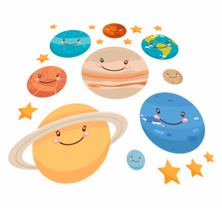 Vinyl teppich kinder mit planeten aufklebern - TenStickers