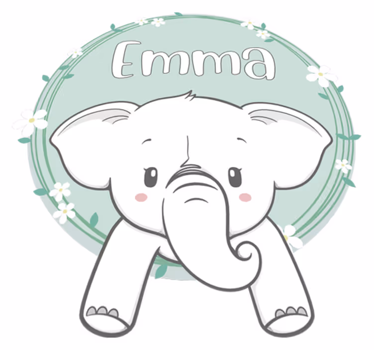 Vinyl teppich kinder mit namen elefant - TenStickers