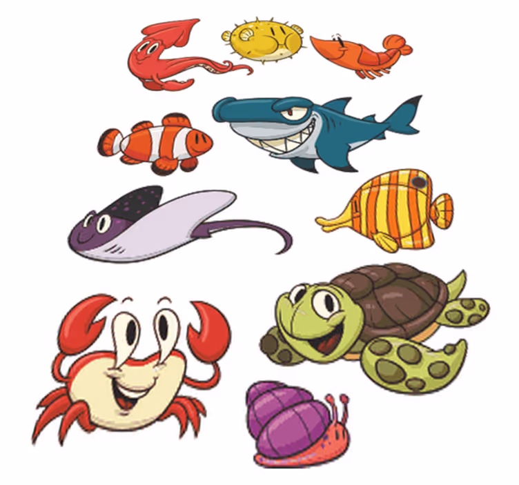 Vinyl teppich kinder bunte fische set - TenStickers