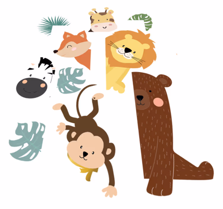 Vinyl teppich kinder tiere an der tür - TenStickers