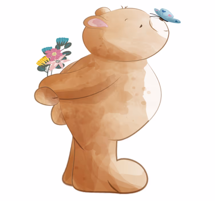 Vinyl teppich kinder mit bär und schmetterling aufkleber - TenStickers