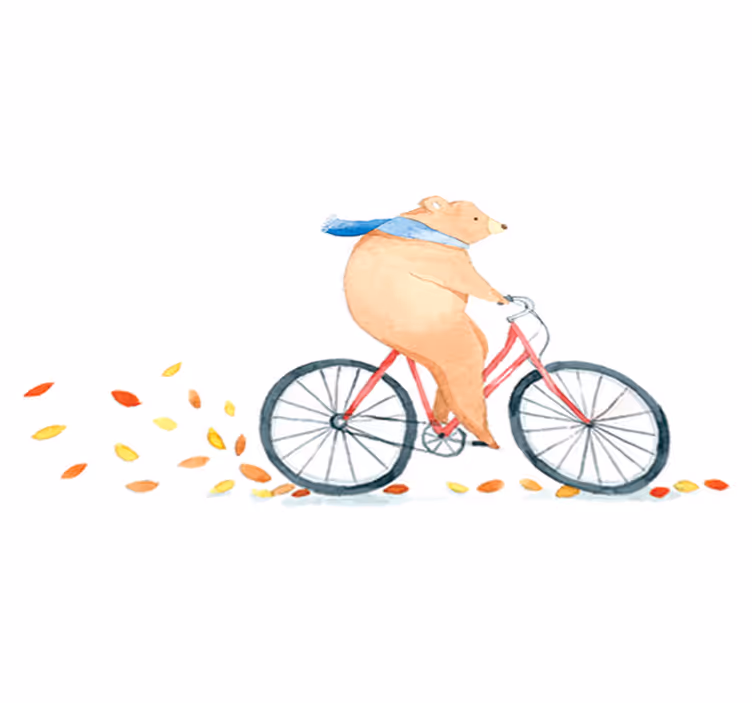 Vinyl teppich kinder bär auf dem fahrrad - TenStickers