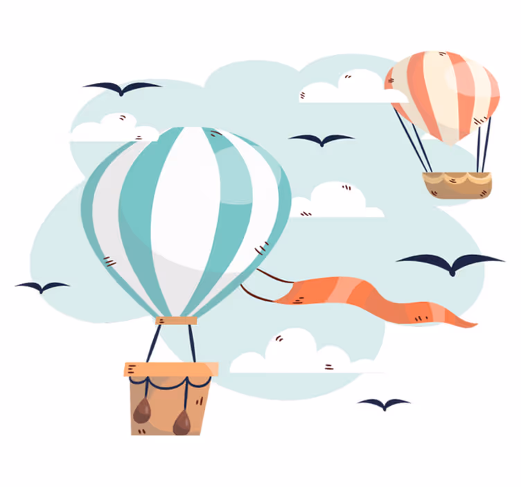 Vinyl teppich kinder mit luftballons und wolken - TenStickers
