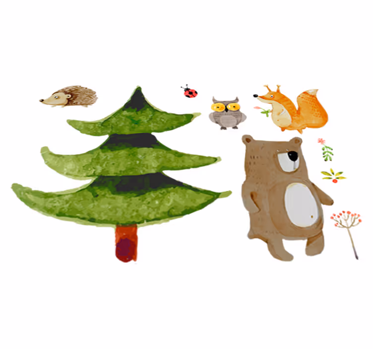 Vinyl teppich kinder mit wilden waldtieren - TenStickers