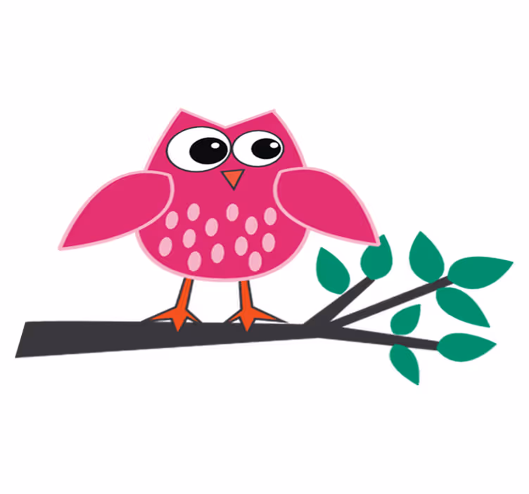 Vinyl teppich kinder pinke eule auf einem ast - TenStickers