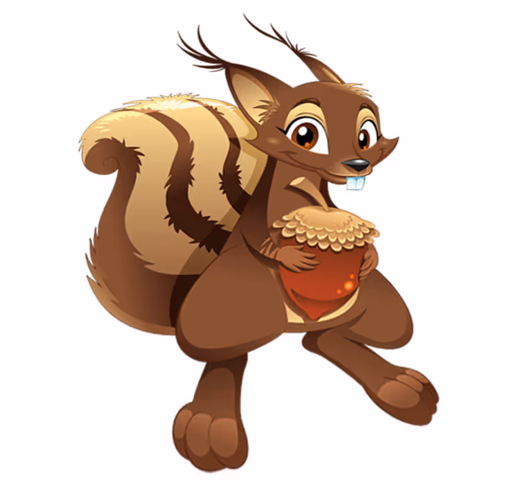 Vinyl teppich kinder eichhörnchen mit eichel - TenStickers