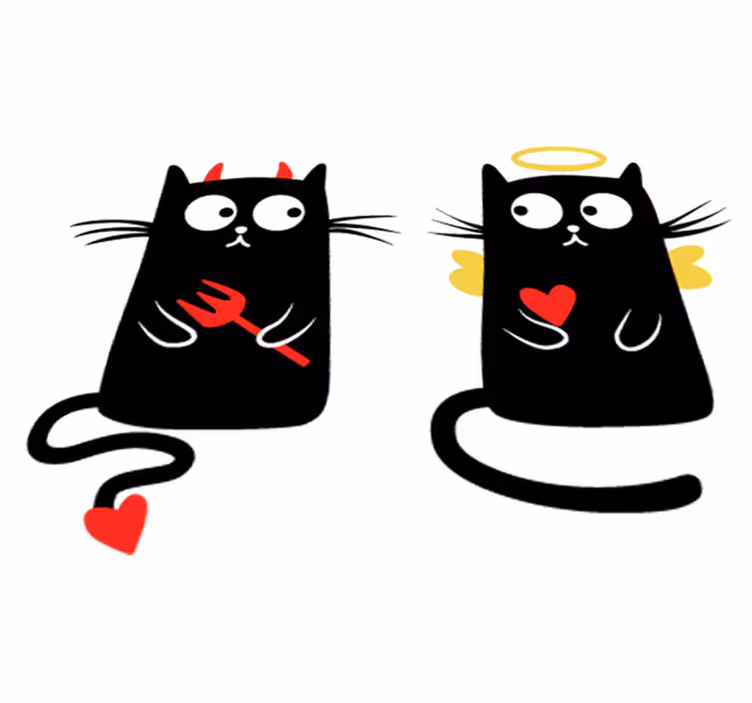 Vinyl teppich kinder gute und schlechte katze - TenStickers