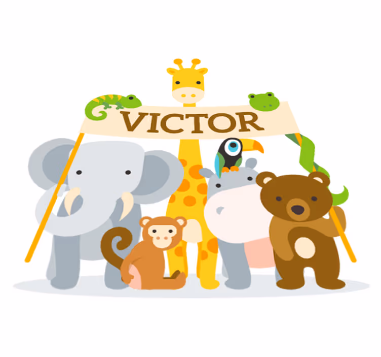 Vinyl teppich kinder mit willkommenen tieren - TenStickers
