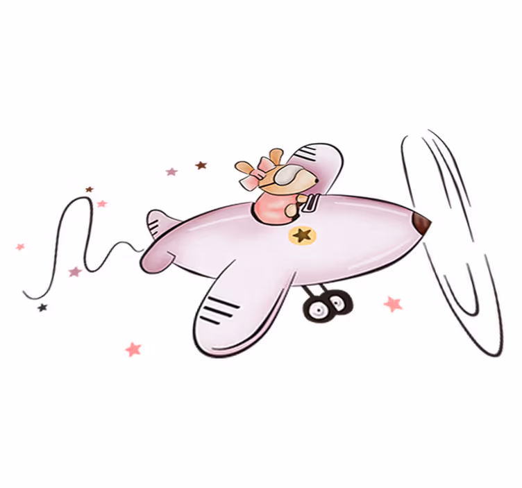 Vinyl teppich kinder kleine maus im flugzeug - TenStickers