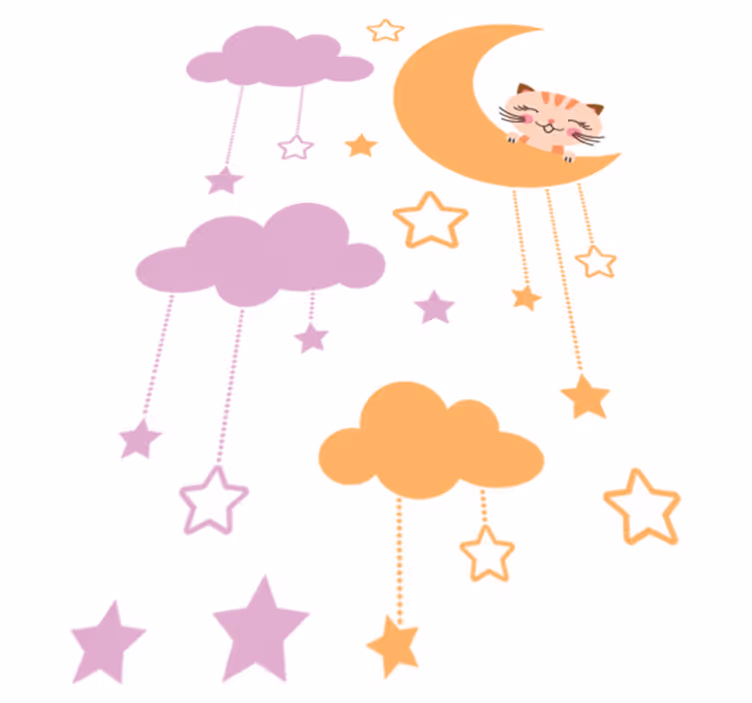 Vinyl teppich kinder mit katzenmond aufkleber - TenStickers