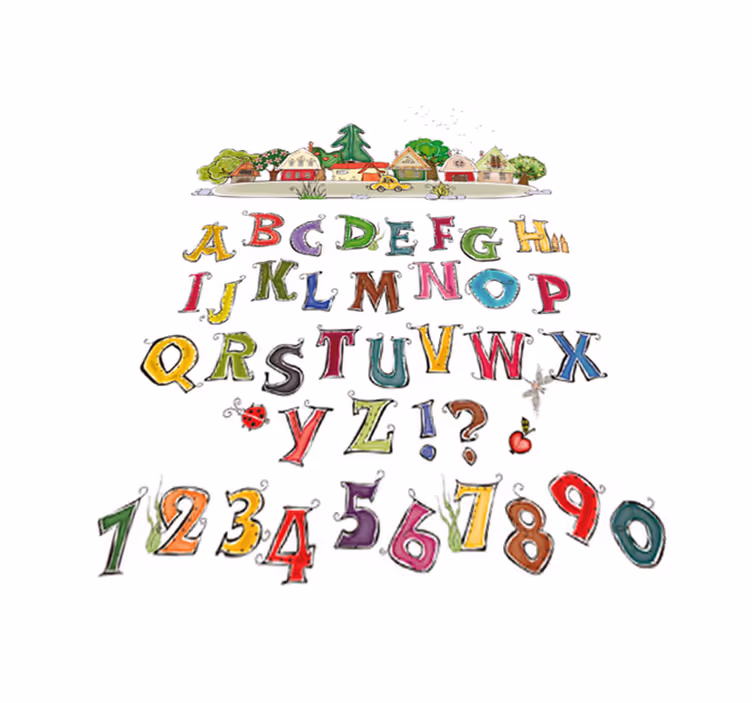 Vinyl teppich kinder mit buntem alphabet und zahlen - TenStickers